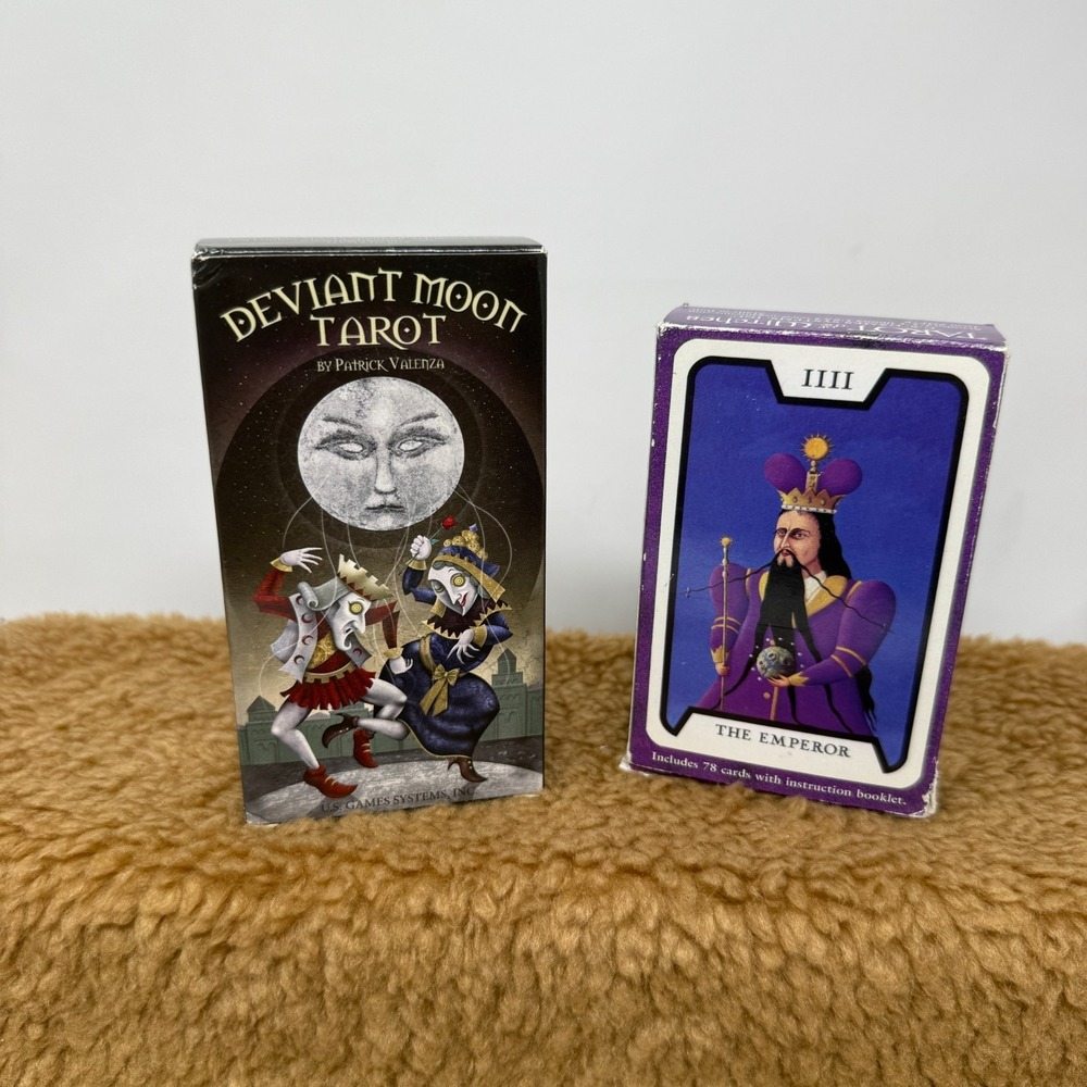 Lot of 2 Tarot Decks - Deviant‎ Moon Patrick Valenza Tarot of the Witches Fergus